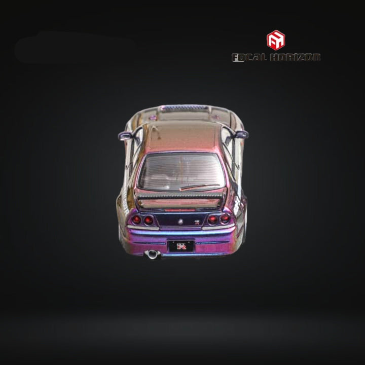 Nissan Skyline GT-R R33 GT-R 4th Gen BCNR33 Midnight Purple 1:64 by Focal Horizon Rear View