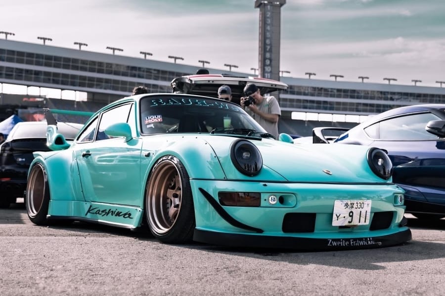 Porsche 964 RWB Widebody KASHIWA X Version Rear Wing in Tiffany Blue 1:64 by Fast Speed - 6