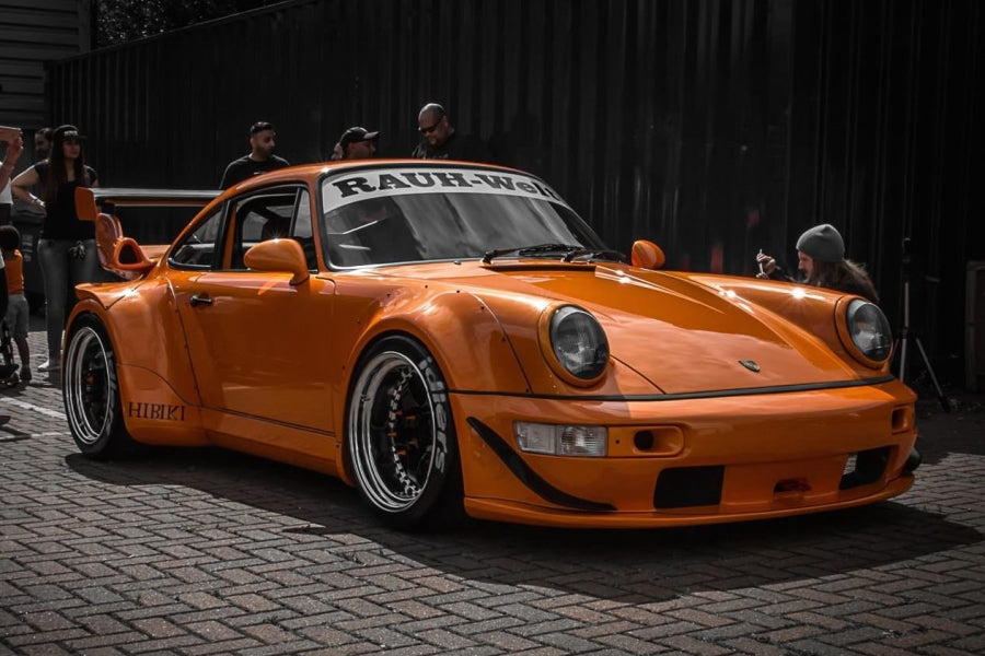 Porsche 964 RWB Widebody HIBIKI GT Version Rear Wing in Orange 1:64 by Fast Speed - 4