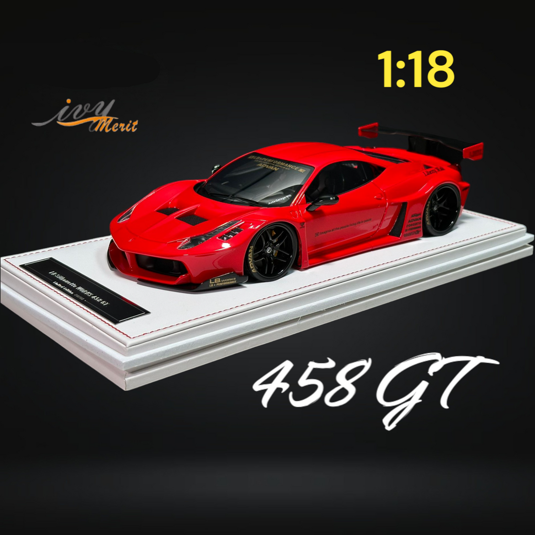 458 GT Rosso Red LBWK LB Silhouette Resin 1:18 Scale by IVY MERIT