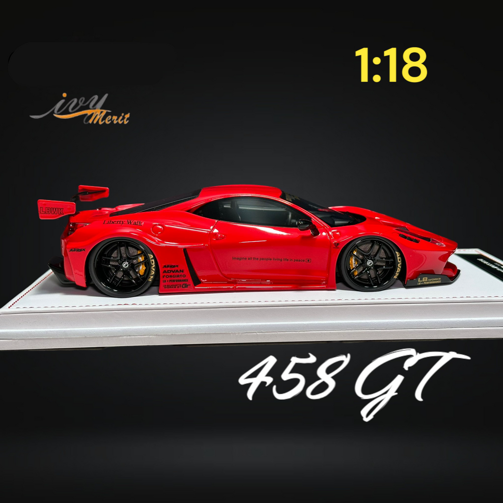 Ferrari 458 GT Rosso Red LBWK LB Silhouette Resin 1:18 | IVY MERIT