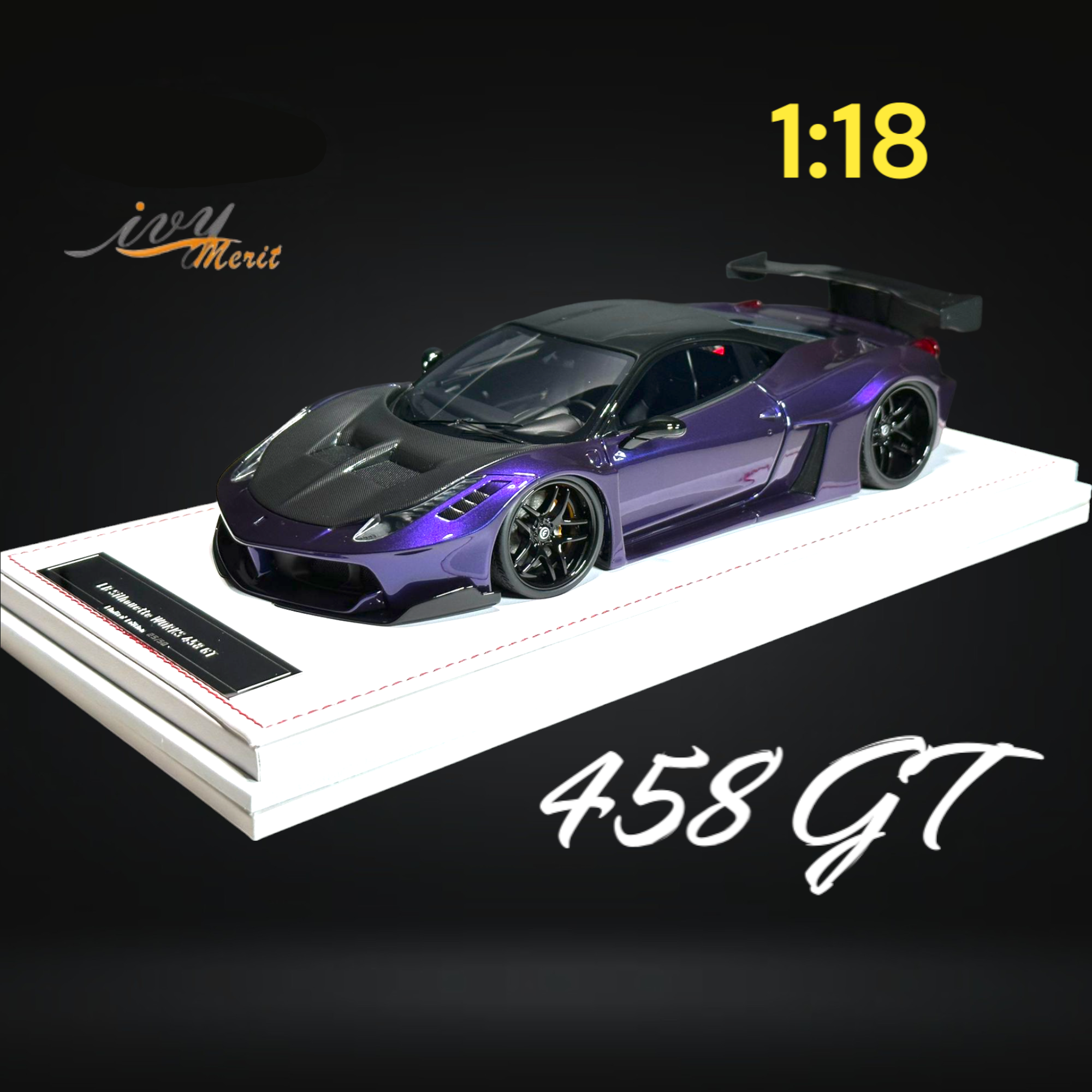 458 GT Purple LBWK LB Silhouette Resin 1:18 Scale by IVY MERIT