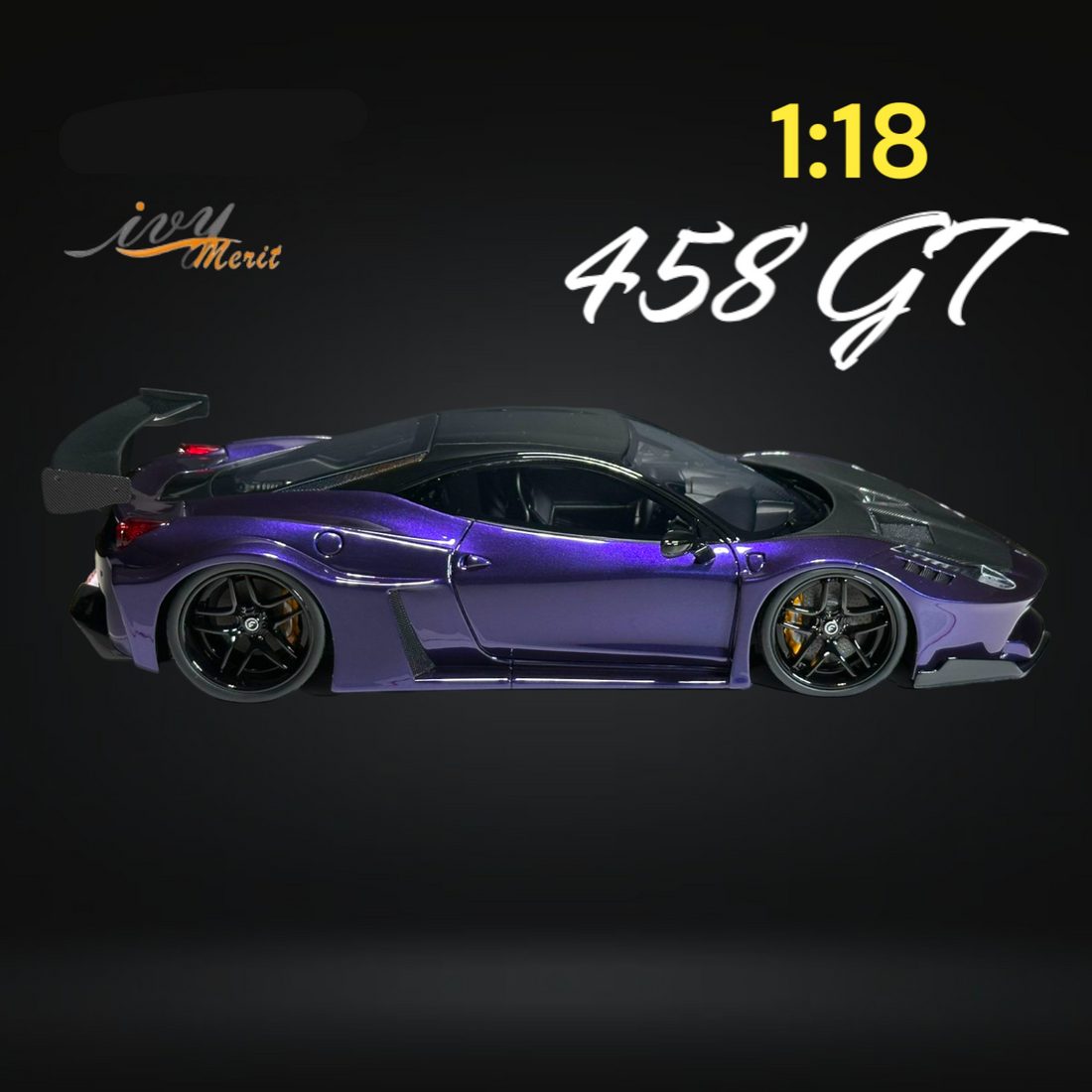 458 GT Purple LBWK LB Silhouette Resin 1:18 Scale by IVY MERIT Right Side View