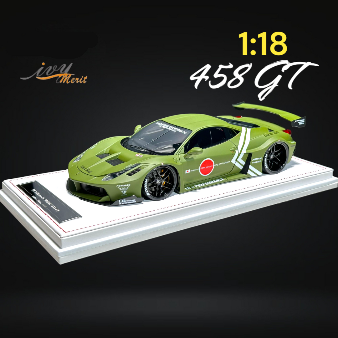 458 GT Fighter Green LBWK LB Silhouette Resin 1:18 Scale by IVY MERIT