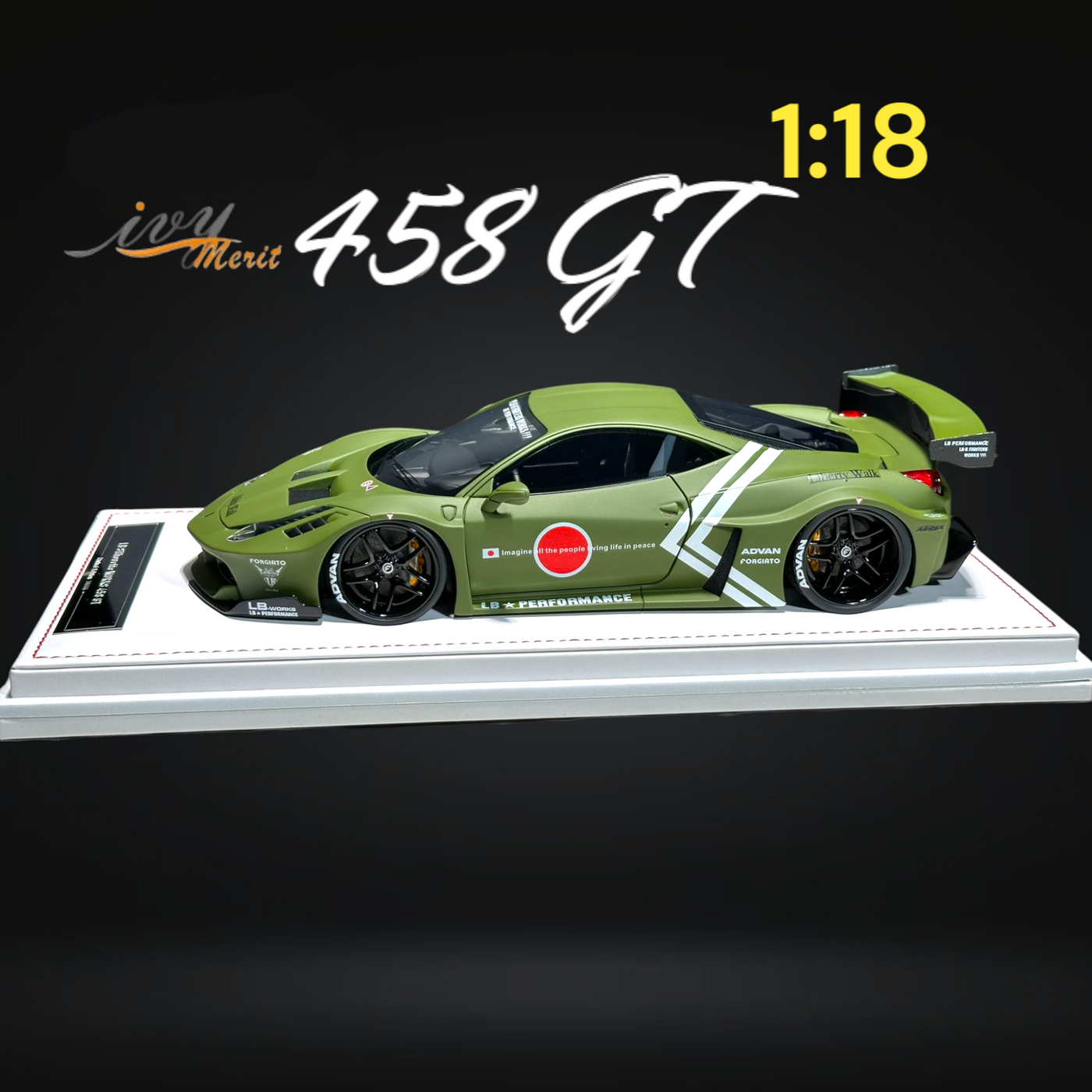 Ferrari 458 GT Fighter Green LBWK LB Silhouette Resin 1:18 Scale Ferrari 458 GT Fighter Green LBWK LB Silhouette Resin 1:18 Scale