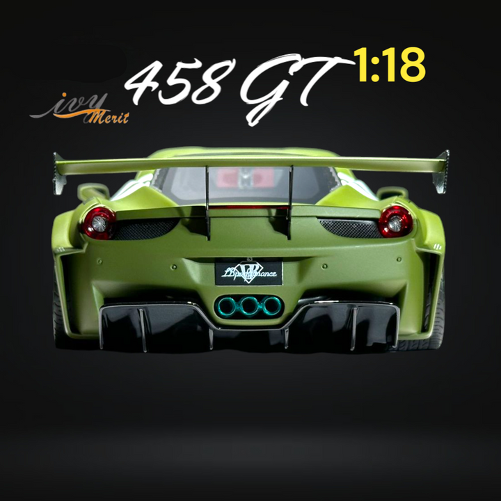 458 GT Fighter Green LBWK LB Silhouette Resin 1:18 Scale by IVY MERIT Rear View