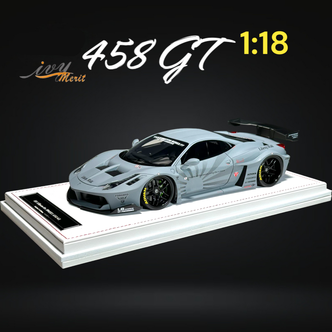 458 GT Fighter Grey LBWK LB Silhouette Resin 1:18 Scale by IVY MERIT