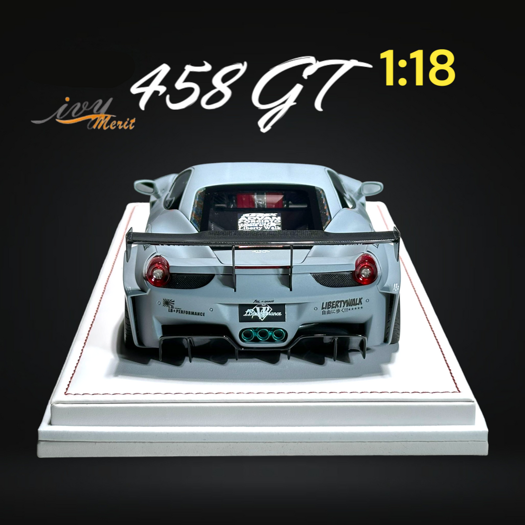 458 GT Fighter Grey LBWK LB Silhouette Resin 1:18 Scale by IVY MERIT Rear View