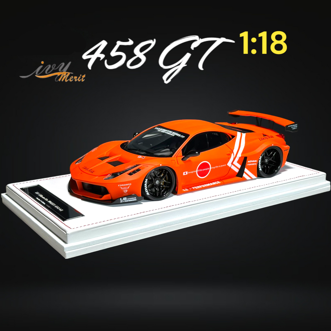 458 GT Fighter Orange LBWK LB Silhouette Resin 1:18 Scale by IVY MERIT