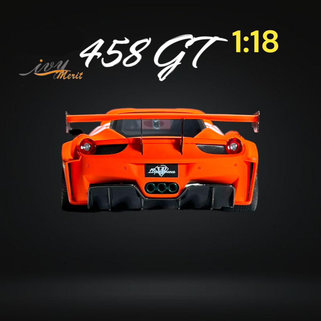 458 GT Fighter Orange LBWK LB Silhouette Resin 1:18 Scale by IVY MERIT Rear View