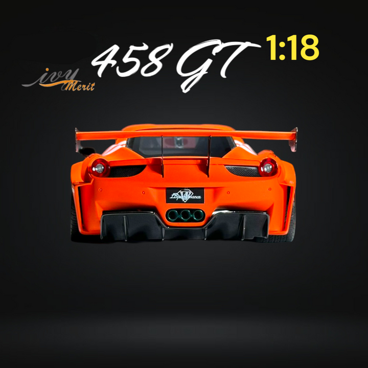 458 GT Fighter Orange LBWK LB Silhouette Resin 1:18 Scale by IVY MERIT Rear View