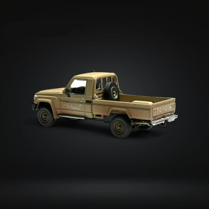 Toyota Land Cruiser 70 Series Desert Yellow Dirt Version 1:64 by HobbyFans Driver Angled View