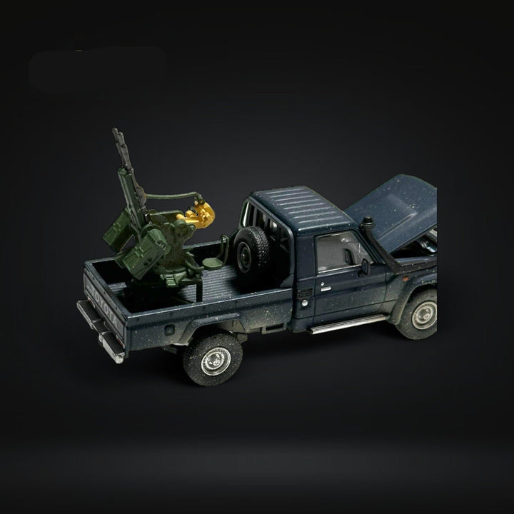 Toyota Land Cruiser 70 Series Blue With Functional Armor 1:64 by HobbyFans Top View