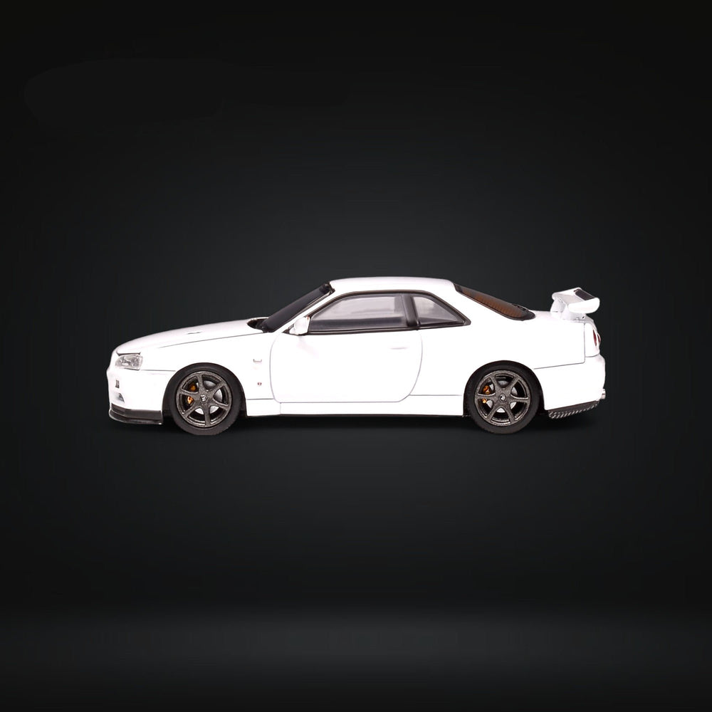 Nissan Skyline GT-R R34 Z-Tune Pearl White 1:64 by MOTORHELIX Side View