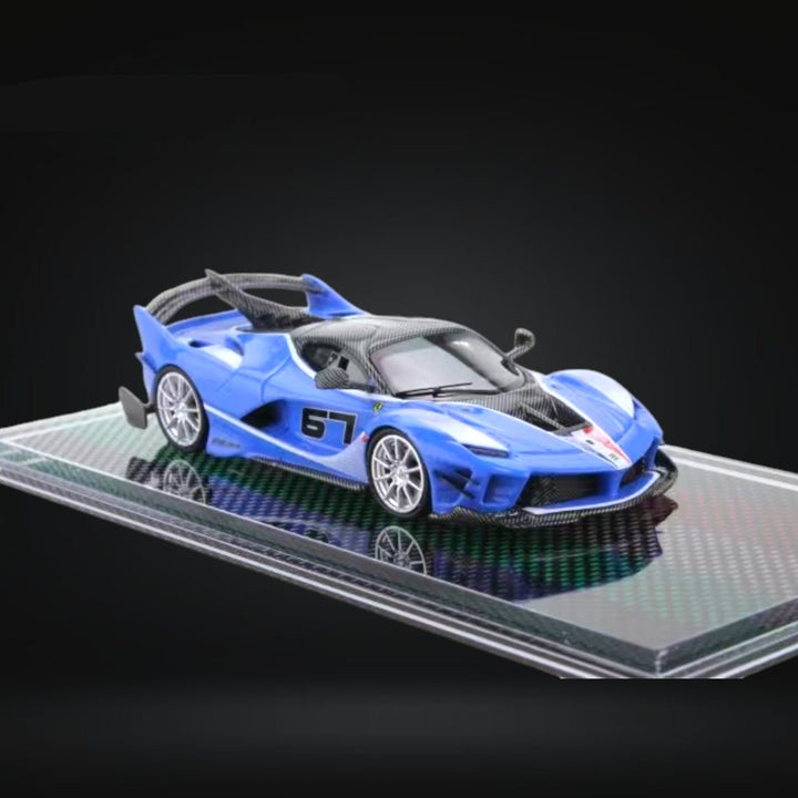 Ferrari FXX-K Evo Sea Blue #67 Resin Limited Edition 1:64 by U2 Angled Front View