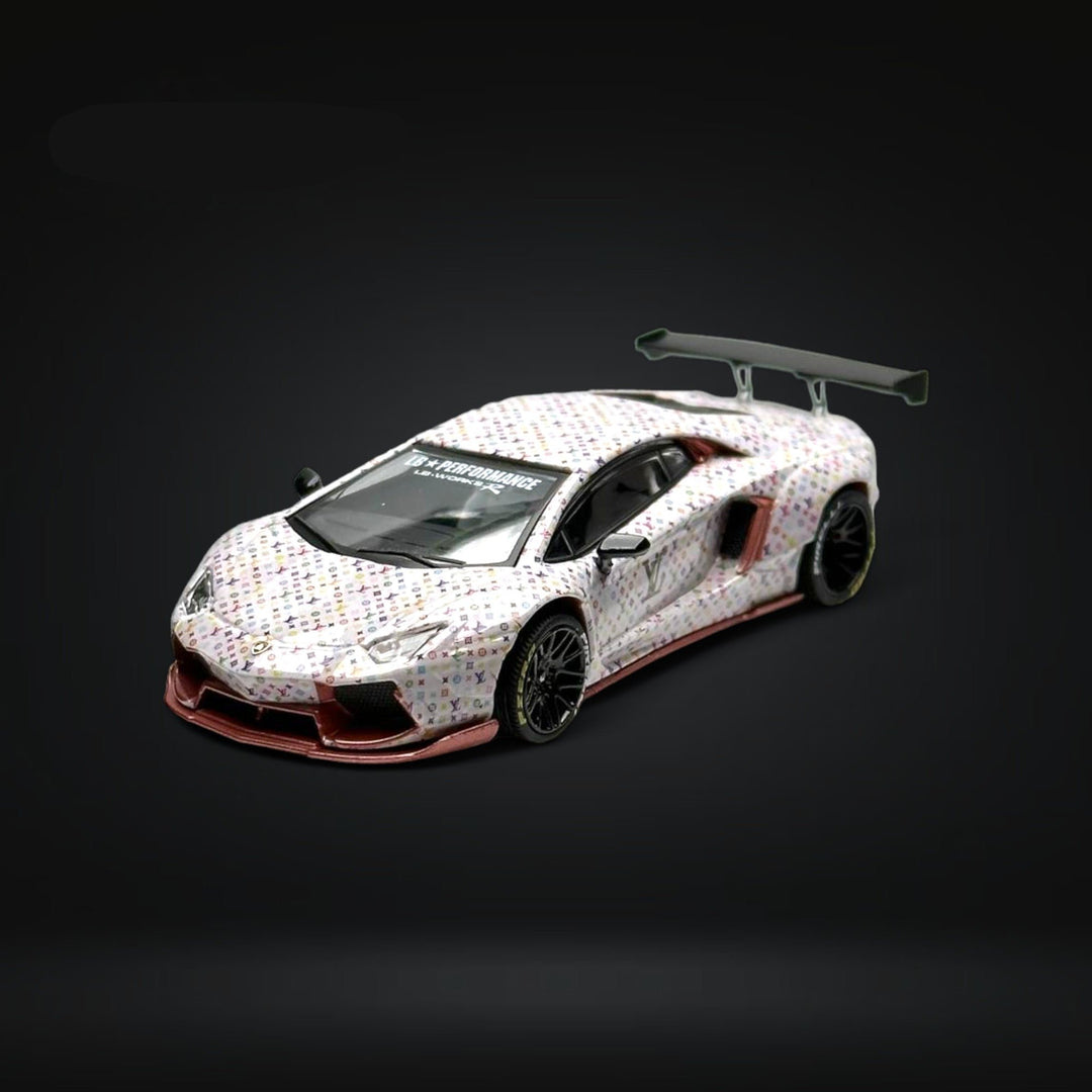 Lamborghini Aventador LP700-4 LB 1.0 White LV Livery 1:64 by King Model