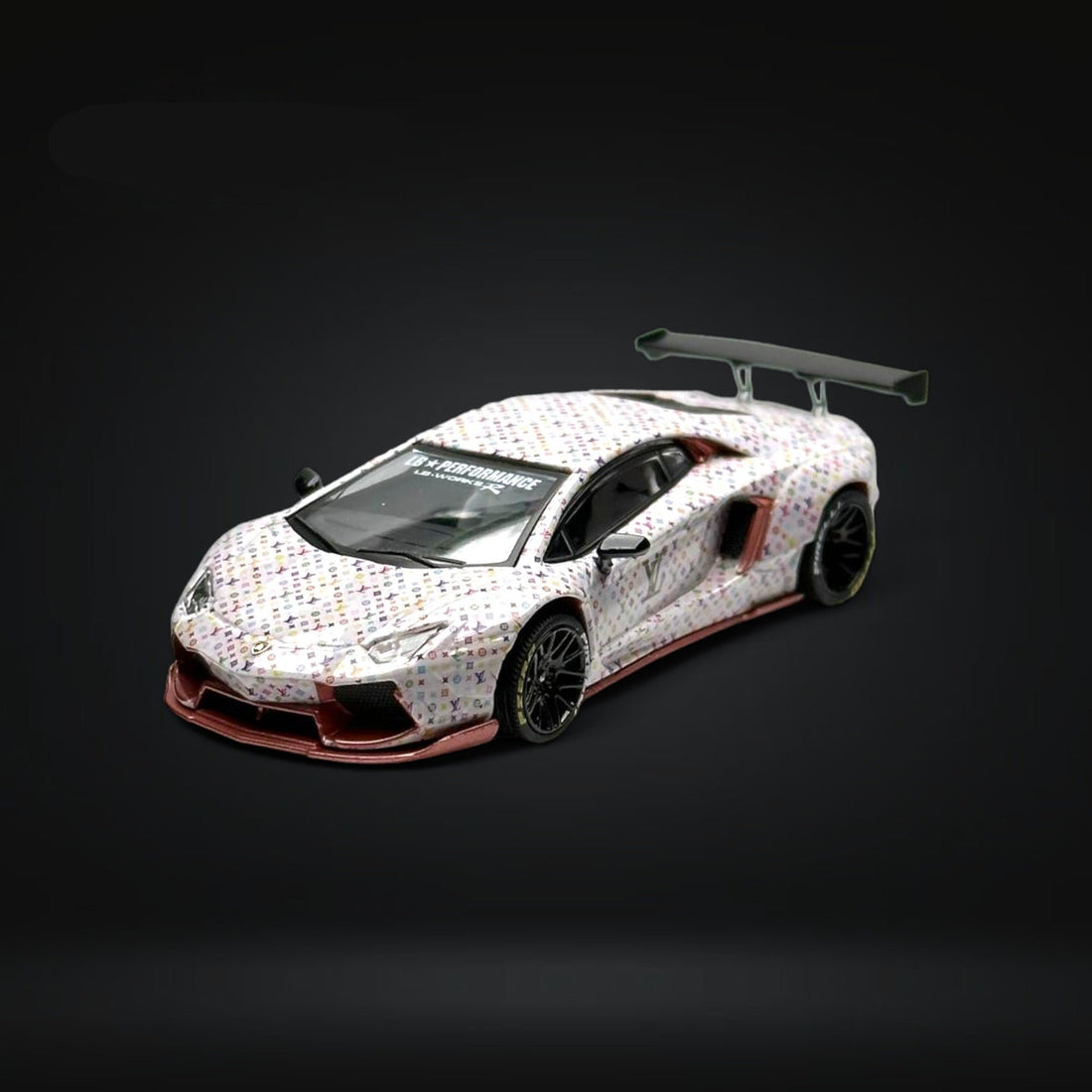 Lamborghini Aventador LP700-4 LB 1.0 White LV Livery 1:64 by King Model