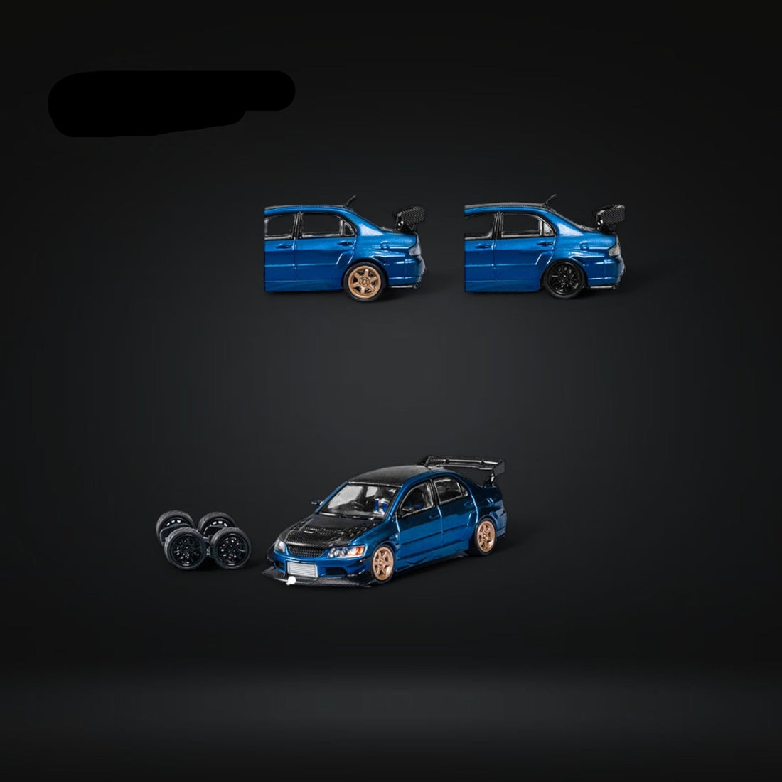 Mitsubishi Lancer Evo IX 9 Metallic Blue With Carbon Hood 1:64 CM64-EVOIX-10CR by CM Model - 5