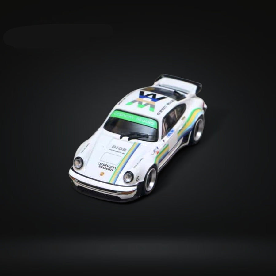 Porsche 930 Singer Turbo Arsham White Green 1:64 by Rhino Model X Ghost Player