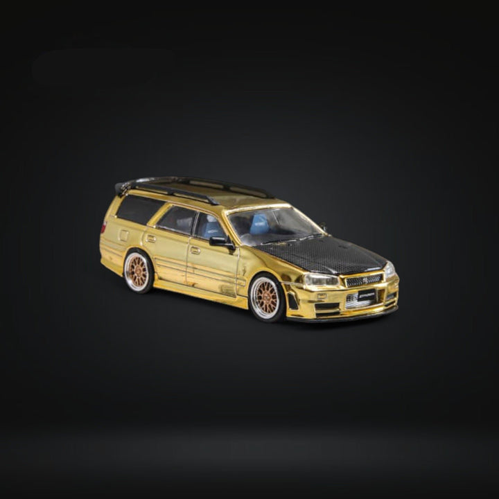 Nissan Stagea R34 Wagon Chrome Gold 1:64 by Zoom