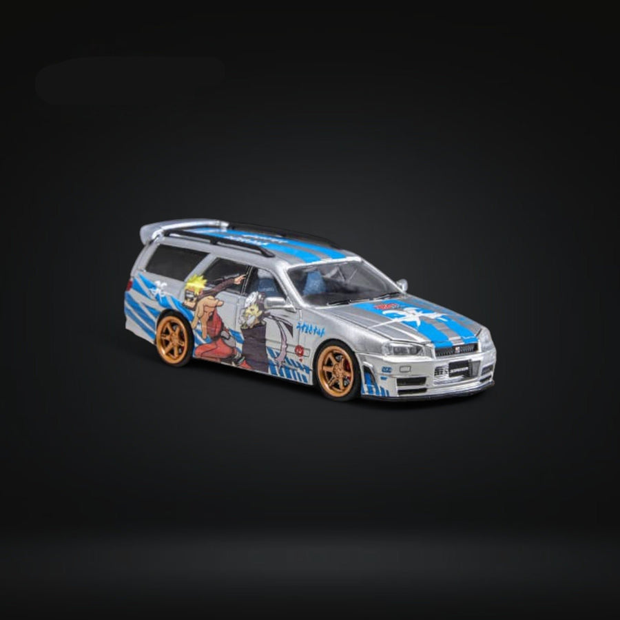 Nissan Stagea R34 Wagon Blitz Silver Blue Hokage 1:64 by Zoom