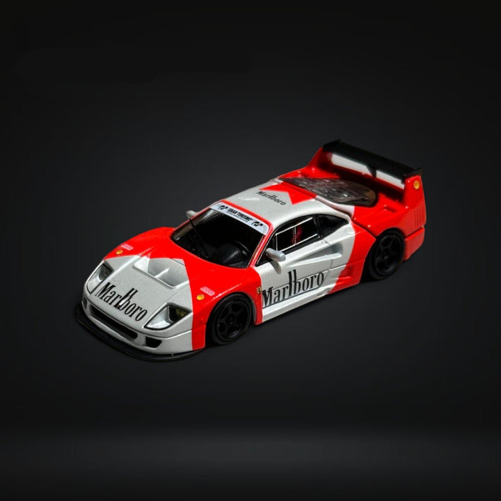 Ferrari F40 LM Marlboro Red White Livery 1:64 by Stance Hunters x Car Heaven Angled Front View