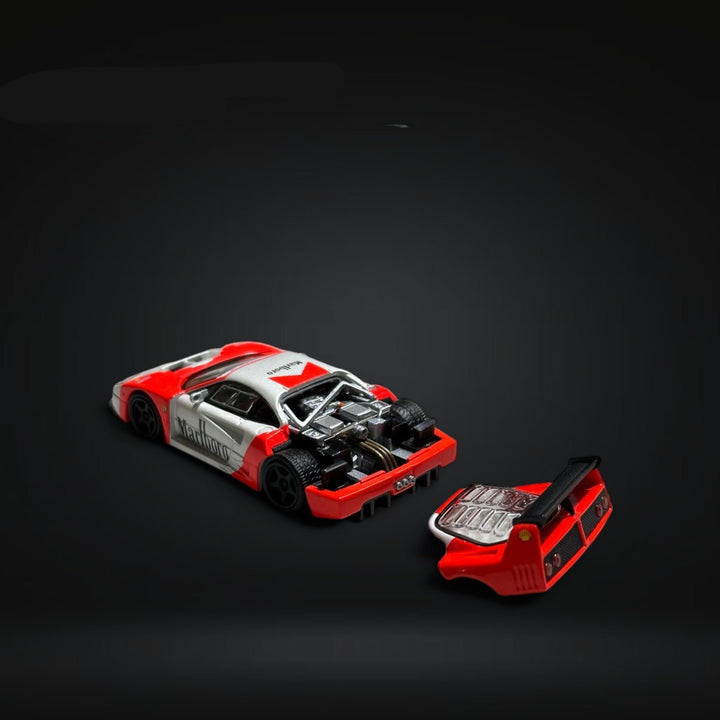 Ferrari F40 LM Marlboro Red White Livery 1:64 by Stance Hunters x Car Heaven Engine View 2