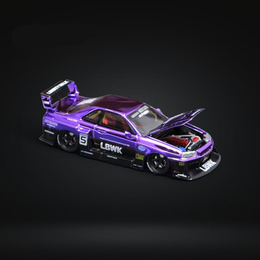 Nissan Skyline LBWK ER34 GT-R Chrome Purple 1:64 Limited to 500 Pcs by Street Weapon - 4