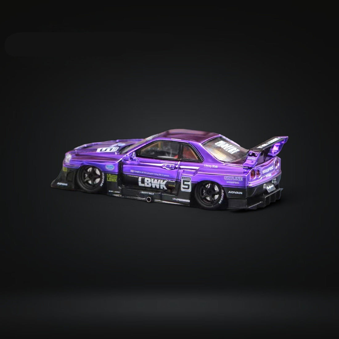 Nissan Skyline LBWK ER34 GT-R Chrome Purple 1:64 Limited to 500 Pcs by Street Weapon - 5