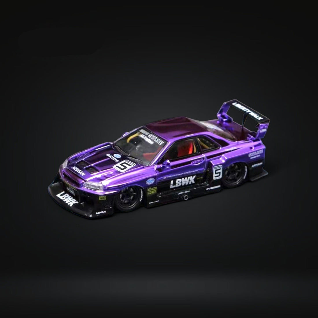 Nissan Skyline LBWK ER34 GT-R Chrome Purple 1:64 Limited to 500 Pcs by Street Weapon - 2