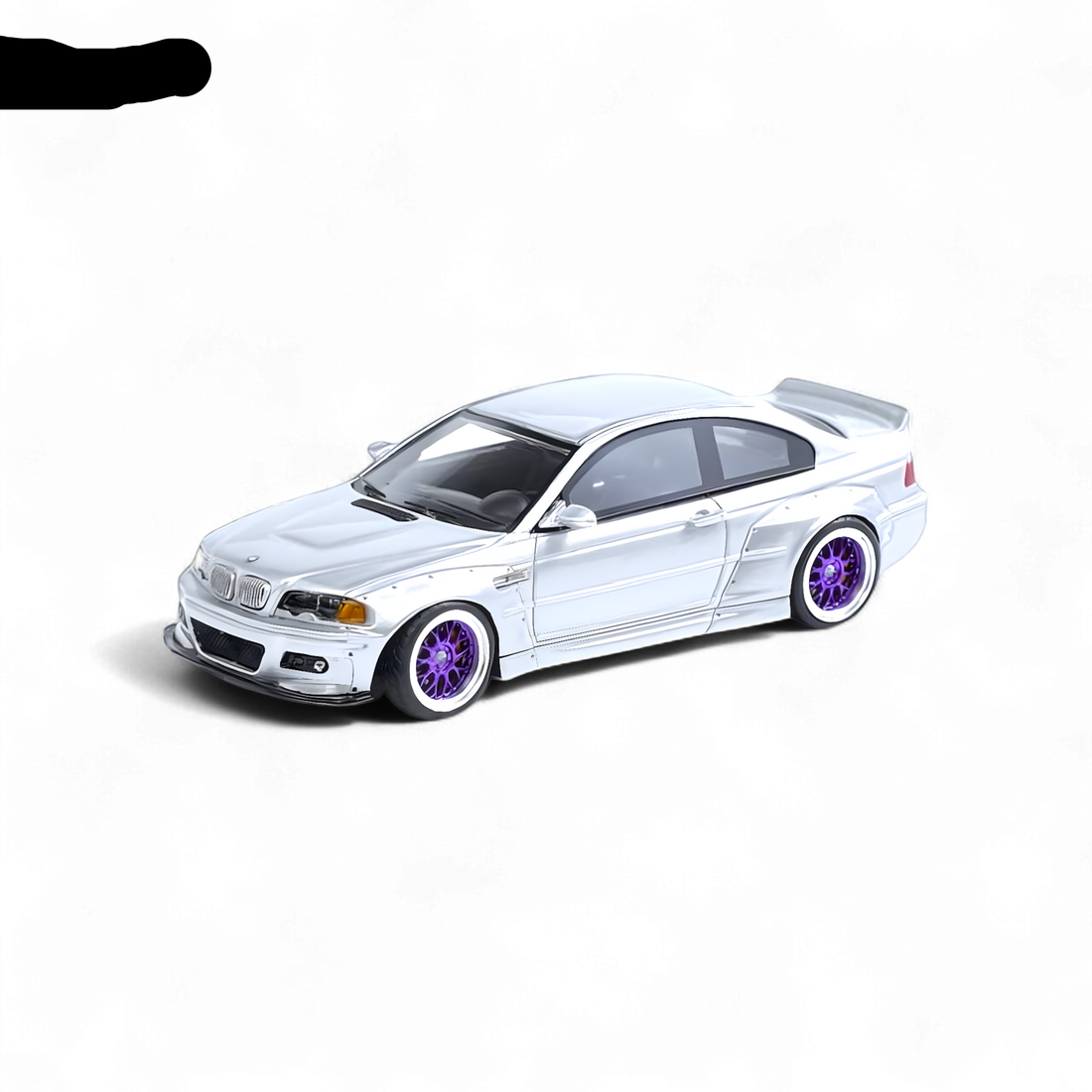 BMW M3 E46 Widebody Pandem in Metallic Silver Resin 1:64 by FLAME 