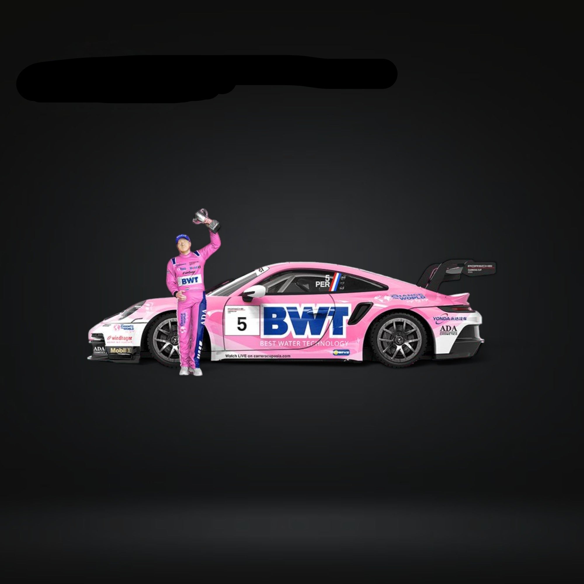 Porsche 911 GT3 Cup-Yonda BWT Pink livery w/ figure 1:64 by ModernArt 5