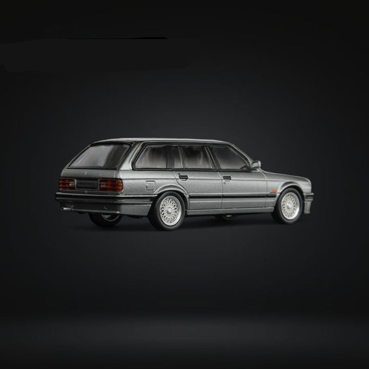 BMW E30 Touring Wagon in Silver Grey w/ Openable Hood 1:64 by Mortal 2