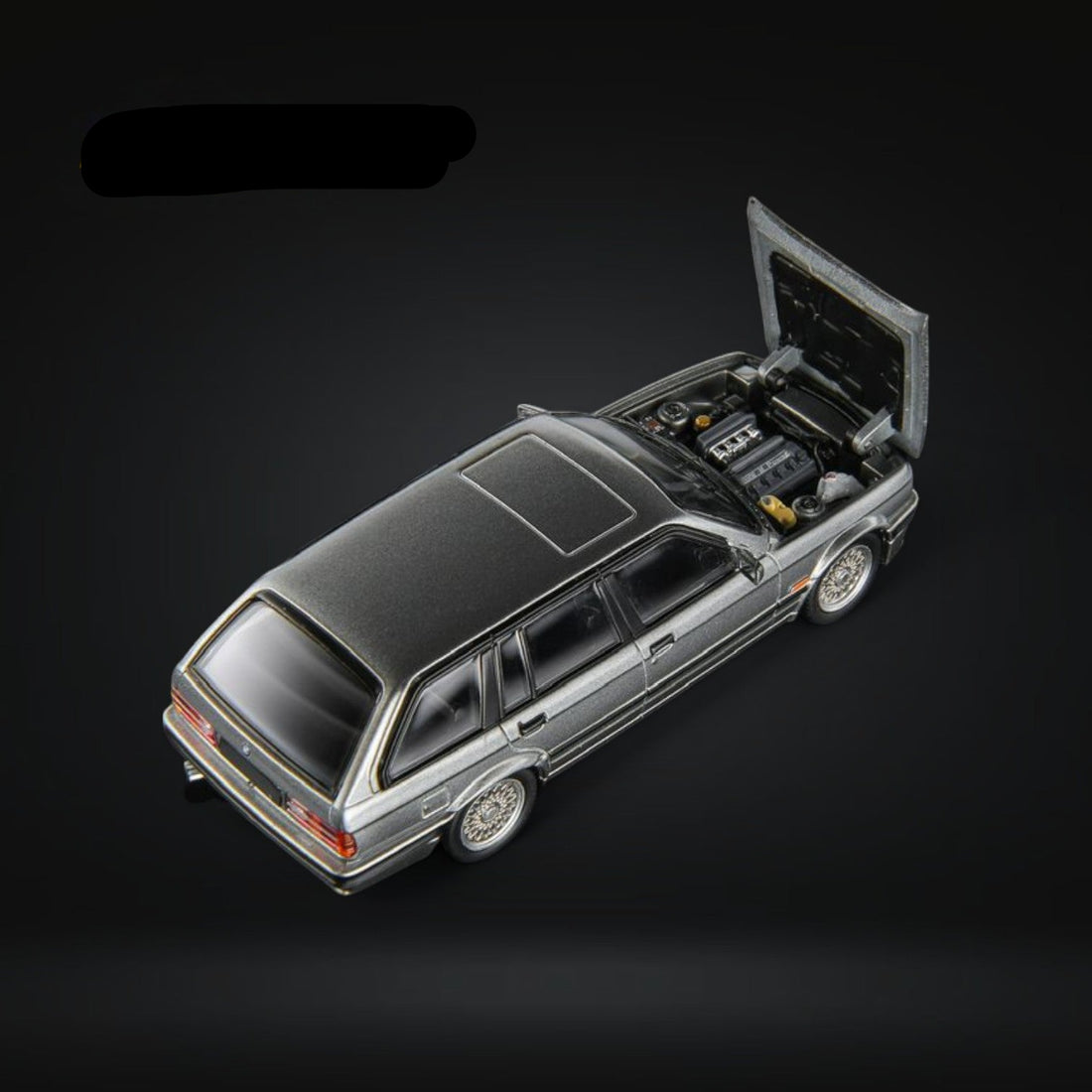 BMW E30 Touring Wagon in Silver Grey w/ Openable Hood 1:64 by Mortal 3