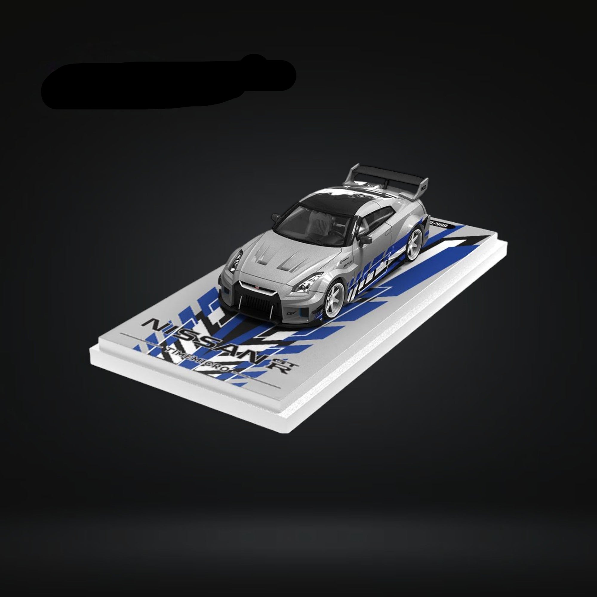 Nissan Skyline GT-R R35 FNF Silver Blue Ordinary 1:64 by TimeMicro
