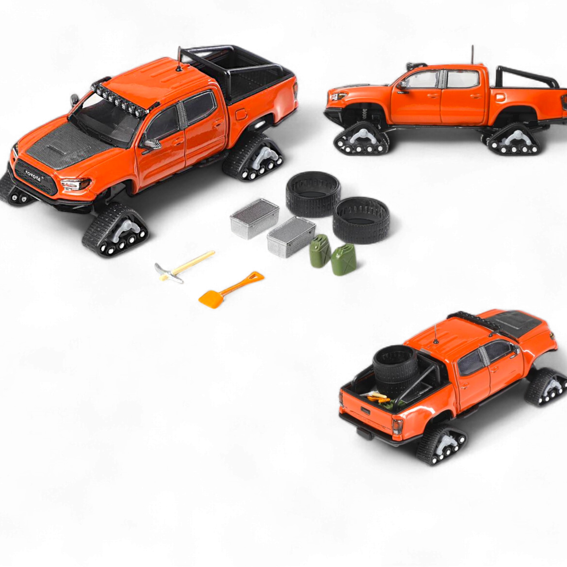 Toyota TACOMA in Orange Red & 3PMSF Tires 1:64 by GCD