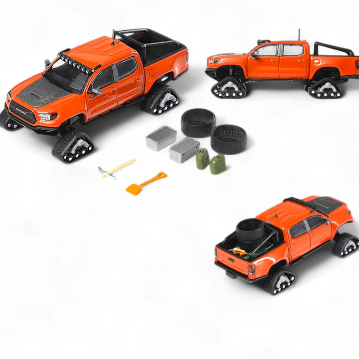 Toyota TACOMA in Orange Red & 3PMSF Tires 1:64 by GCD