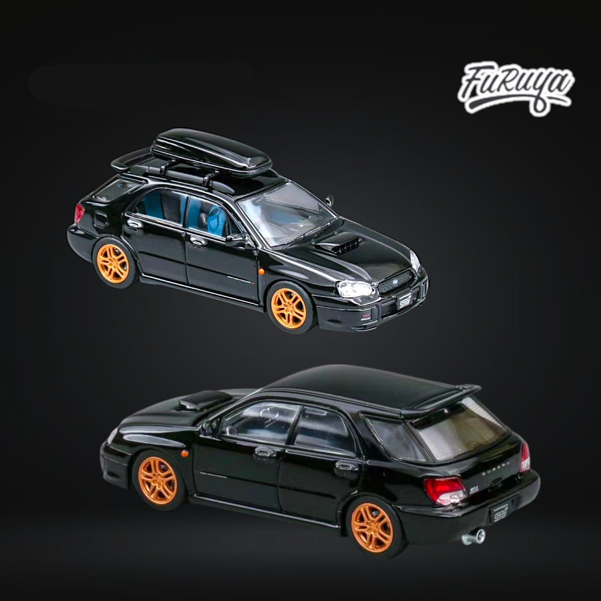 Subaru Impreza STi GD 8th Gen WAGON in Black 1:64 by Furuya