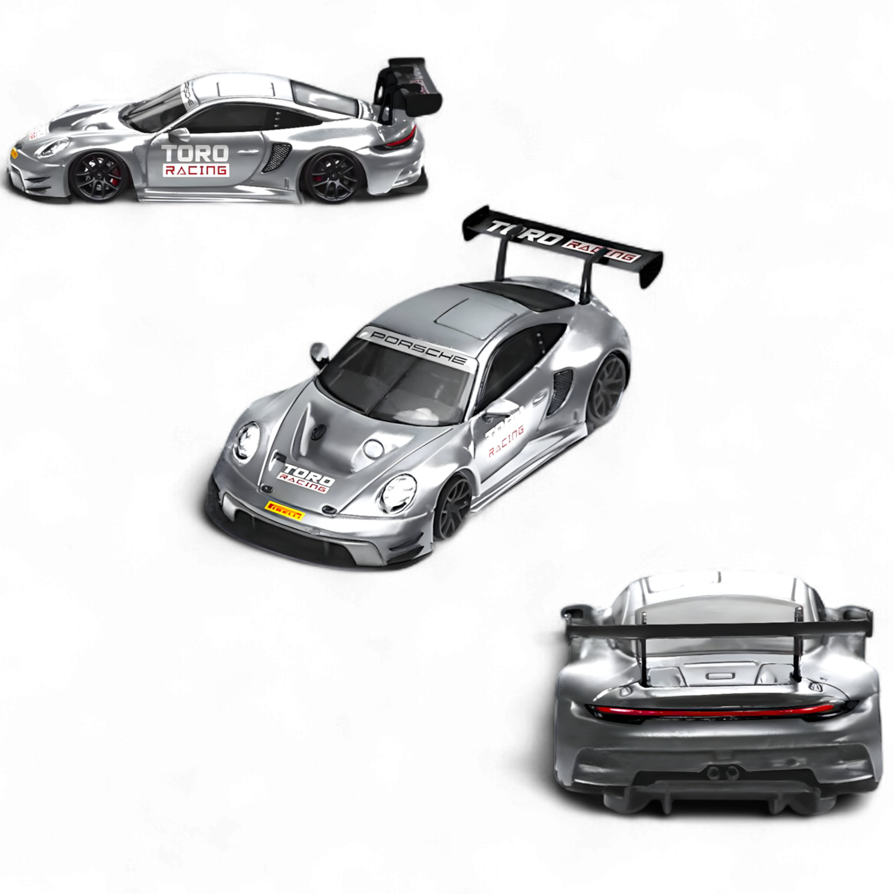 Porsche 911 GT3 Matte Silver Racing 1:64 by STAR RACE
