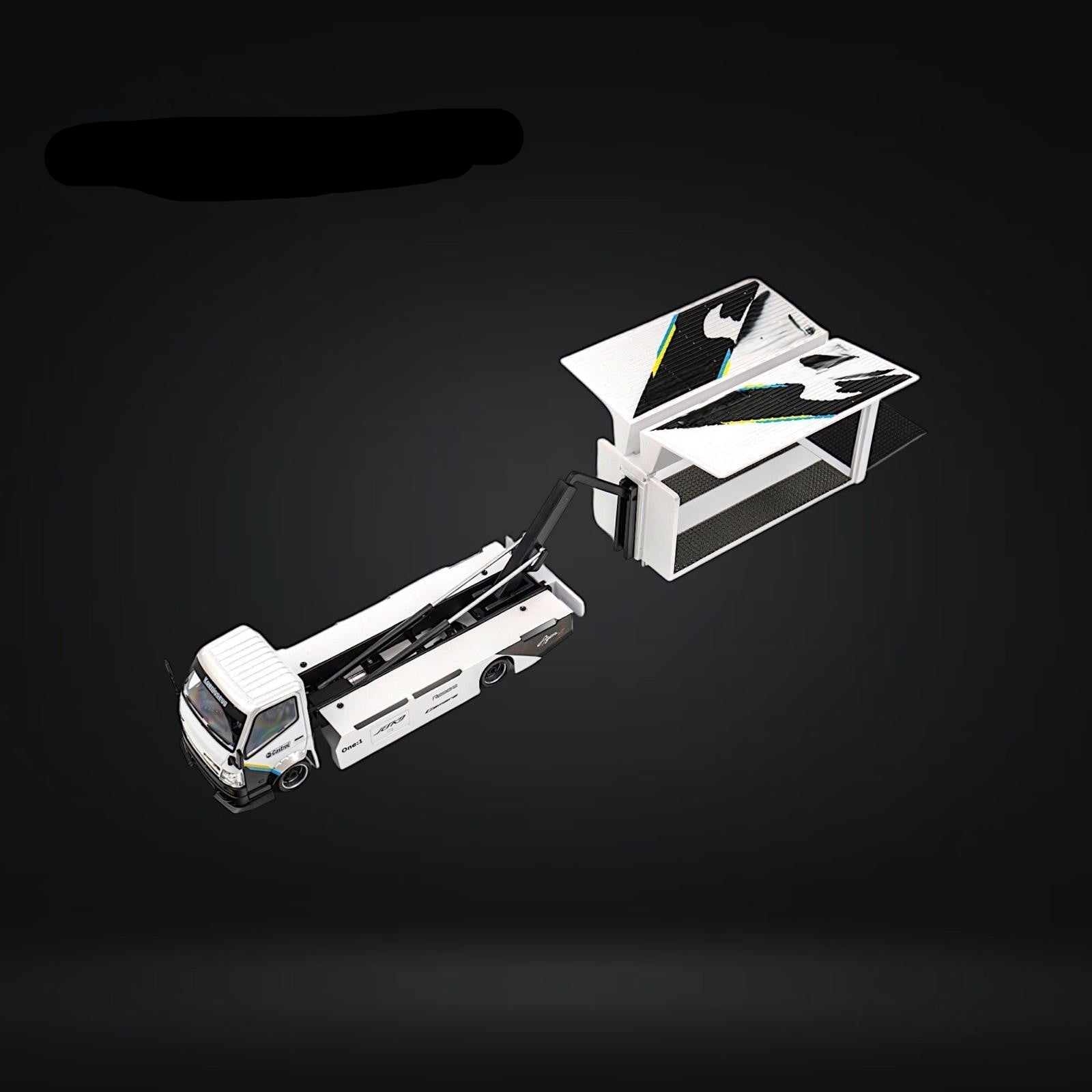 HINO 300 Custom Box Truck White - Black Livery 1:64 by MicroTurbo 4