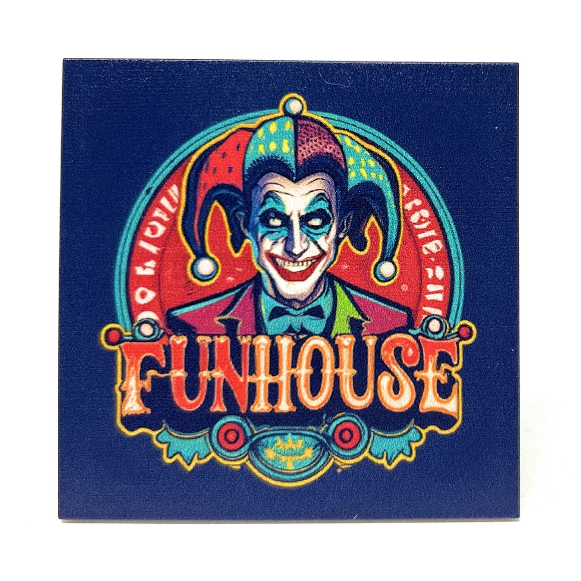 Joker's Funhouse Vintage 6x6 Sign made using LEGO parts 2