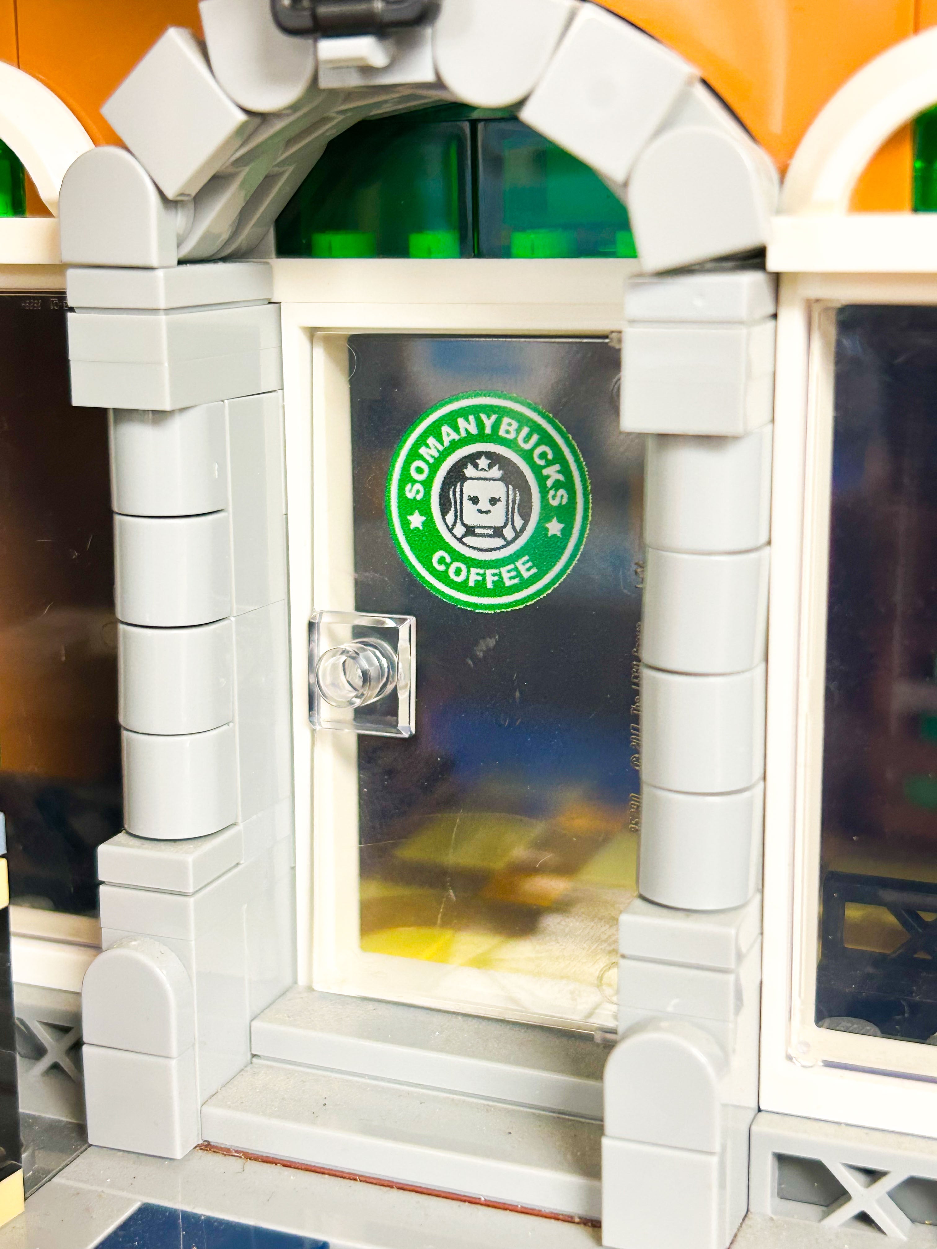 Somanybucks Coffee 4x6 Glass Door Sign for Lego 2