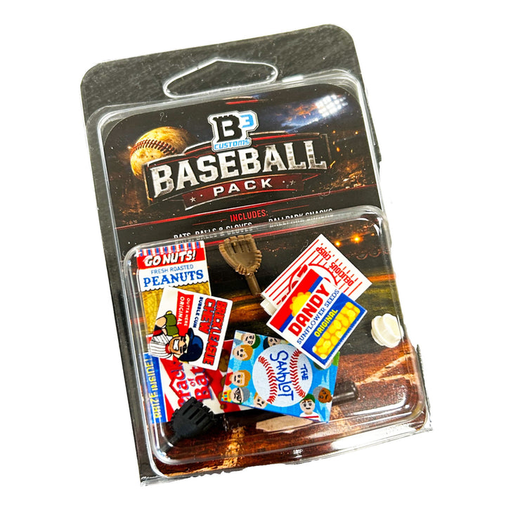 Baseball accessory pack featuring bats, gloves, baseball and concession tiles