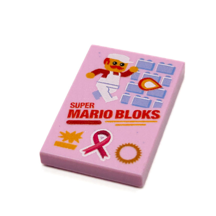 Limited Production! Pink (Break Cancer Awareness) Custom Super Mario Bloks Video Game Cover (2x3 Tile)
