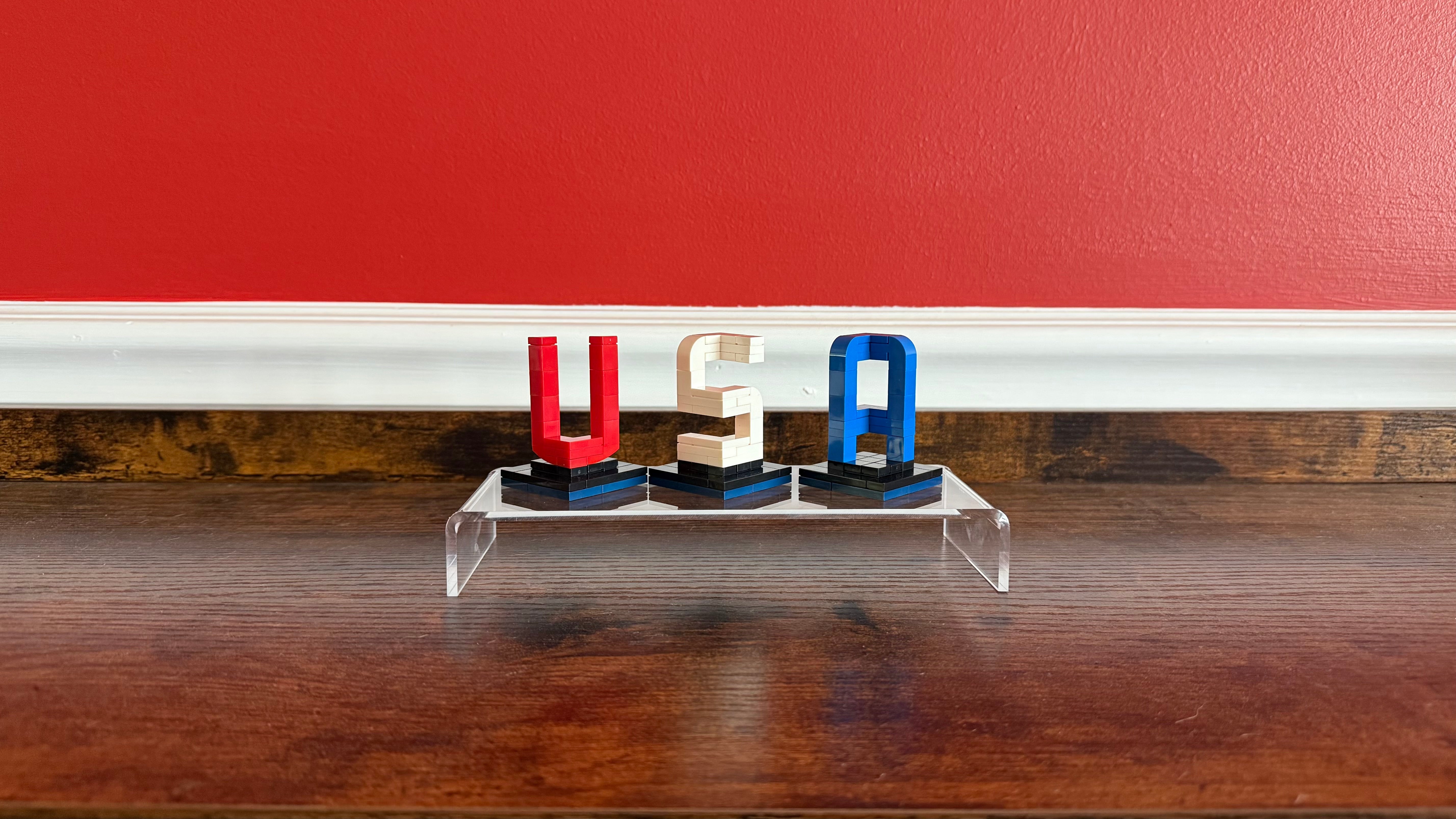 Buildable 3D "USA" Letters – LEGO-Compatible Brick Kit 3
