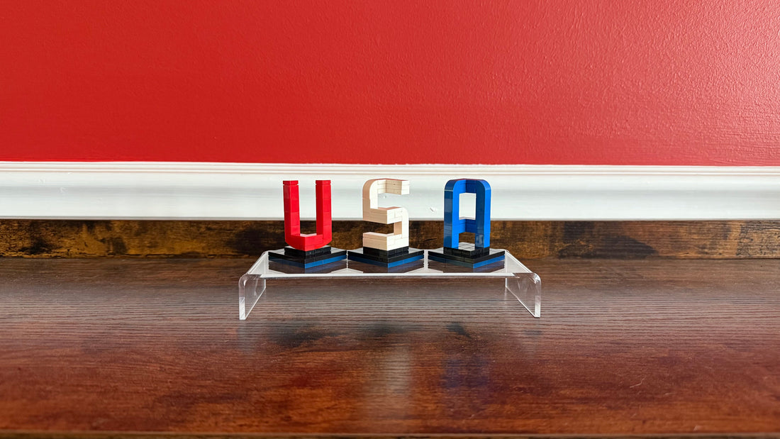 Buildable 3D "USA" Letters – LEGO-Compatible Brick Kit 3