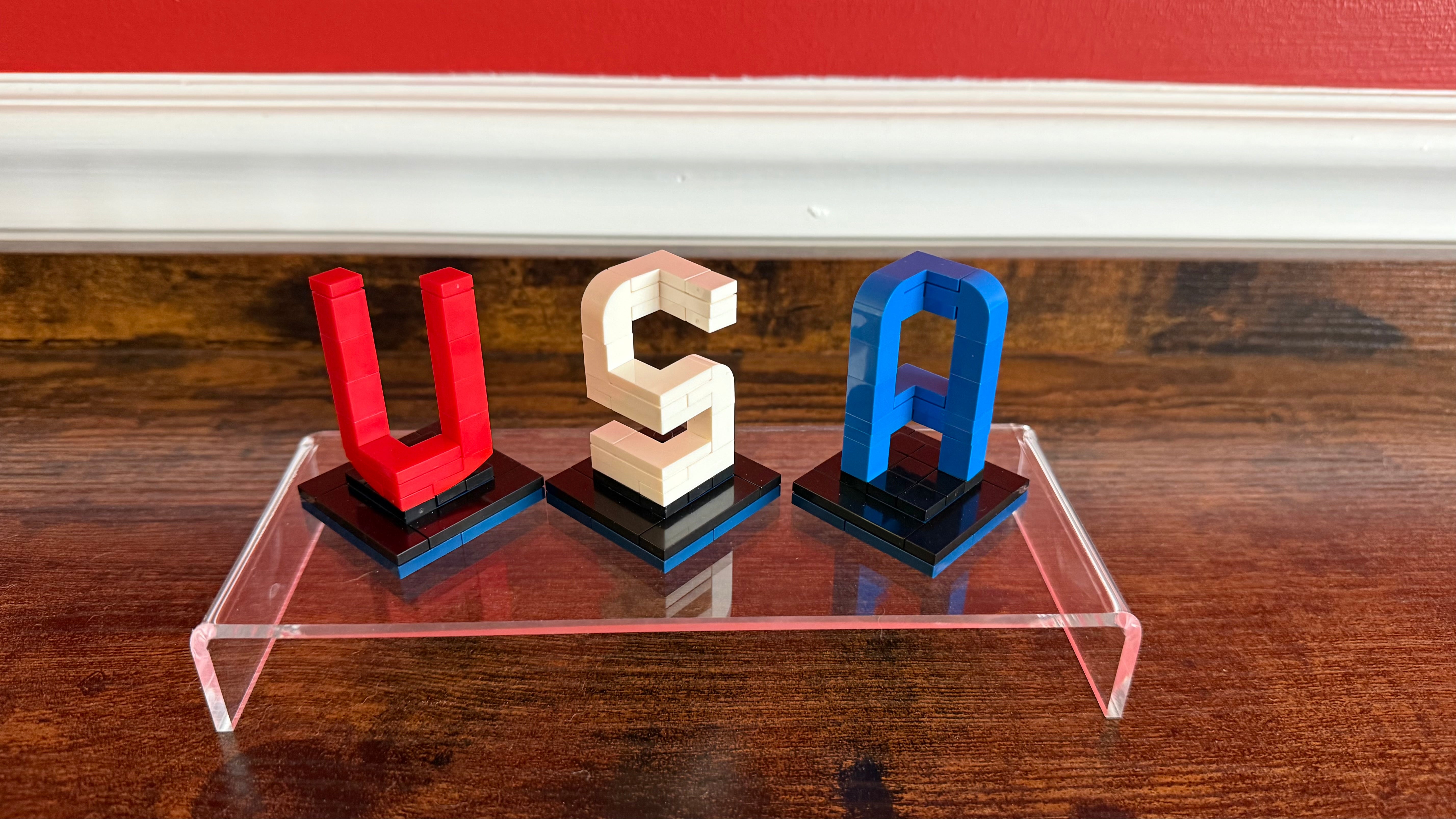 Buildable 3D "USA" Letters – LEGO-Compatible Brick Kit 2
