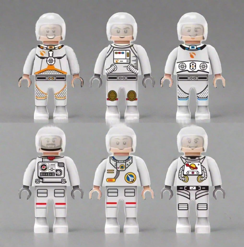 Custom Space Astronaut Minifigures – LEGO-Compatible (6 Variants)
