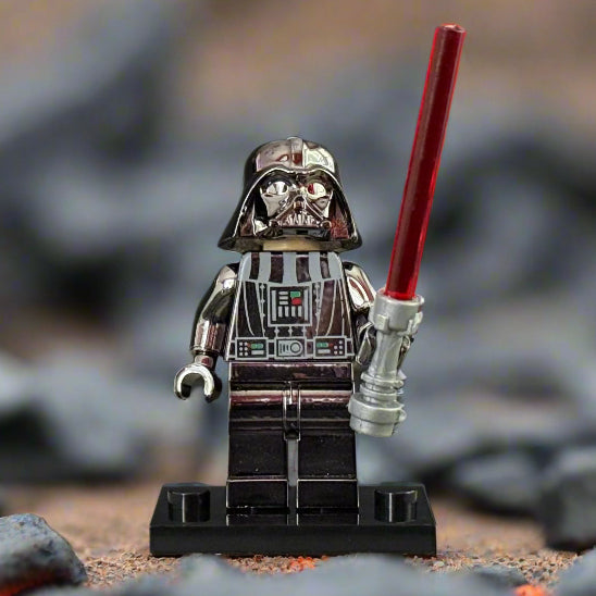 Electroplated Chrome Darth Vader – Custom Brick Compatible Minifigure for Lego