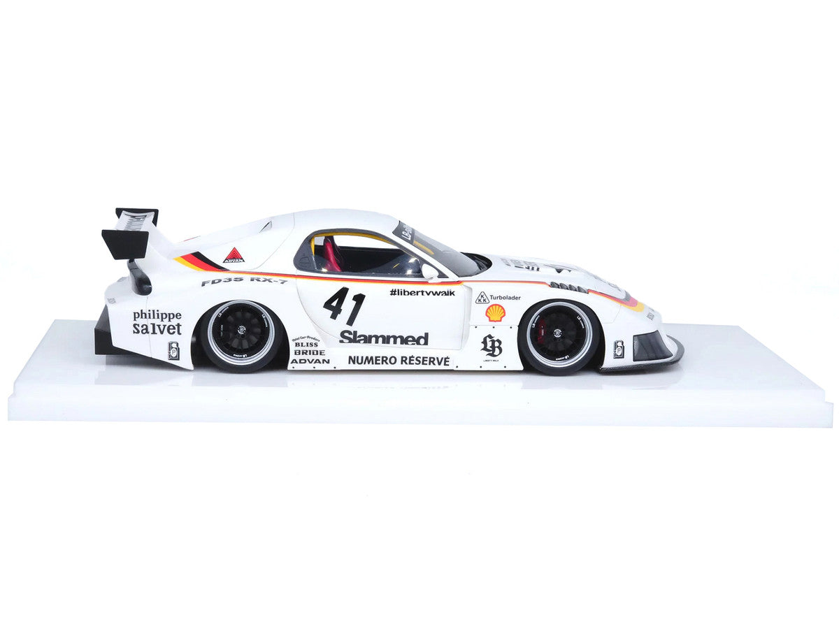 Mazda RX7 (FD3S) LB-Super Silhouette RHD (Right Hand Drive) #41 White with Stripes and Graphics 1/18 Model Car by Inno Models-1